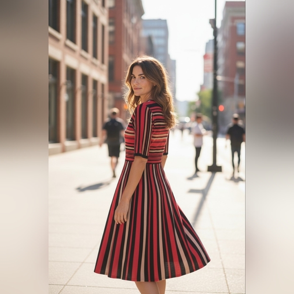 Ann Taylor Dresses & Skirts - Ann Taylor Striped Flare Sweater Dress